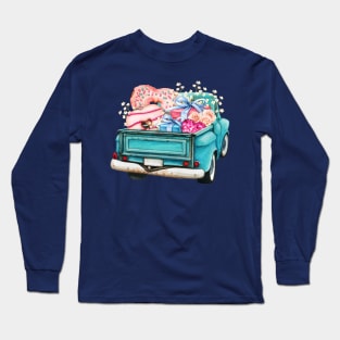 VINTAGE RETRO PICKUP TRUCK WITH CELEBRATION SWEET TREATS AND GIFTS Long Sleeve T-Shirt